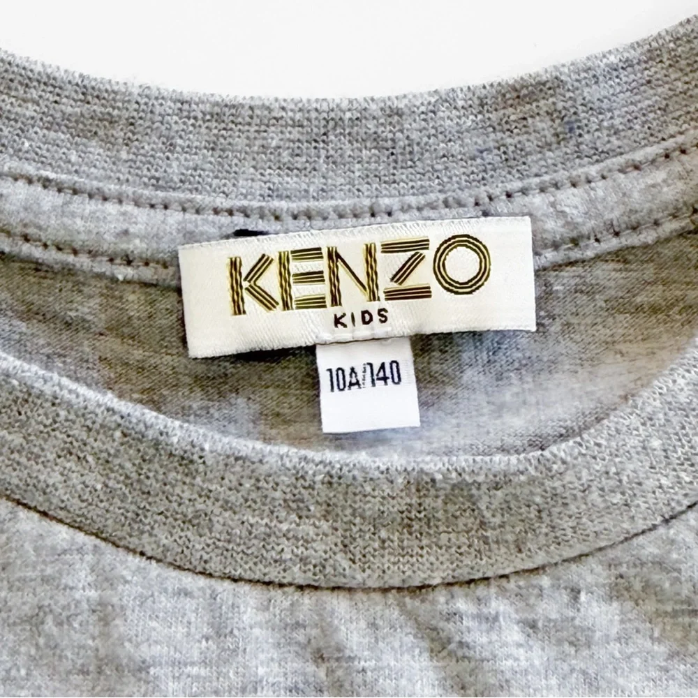 Kenzo Kids Logo Wraparound Graphic Tee Gray T-Shirt Youth Size 10 / 140 Unisex